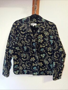 Vintage Corduroy Floral Paisley Jean Jacket cottagecore granny grandma